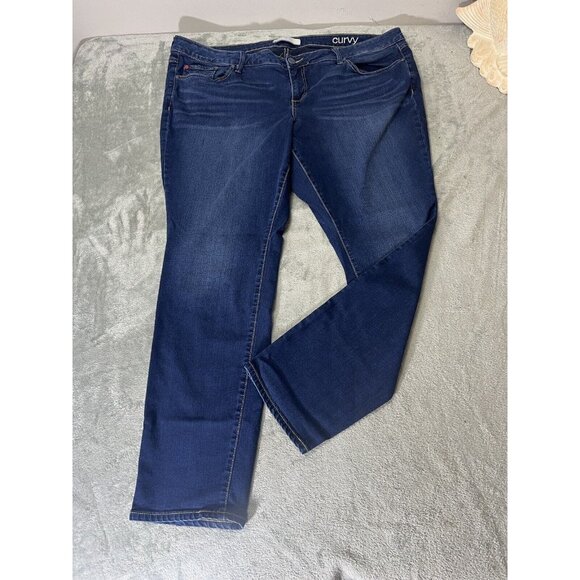 Slink 22 Plus Curvy Skinny Ankle Dark Wash Stretch Denim Womens Jeans - Picture 1 of 7